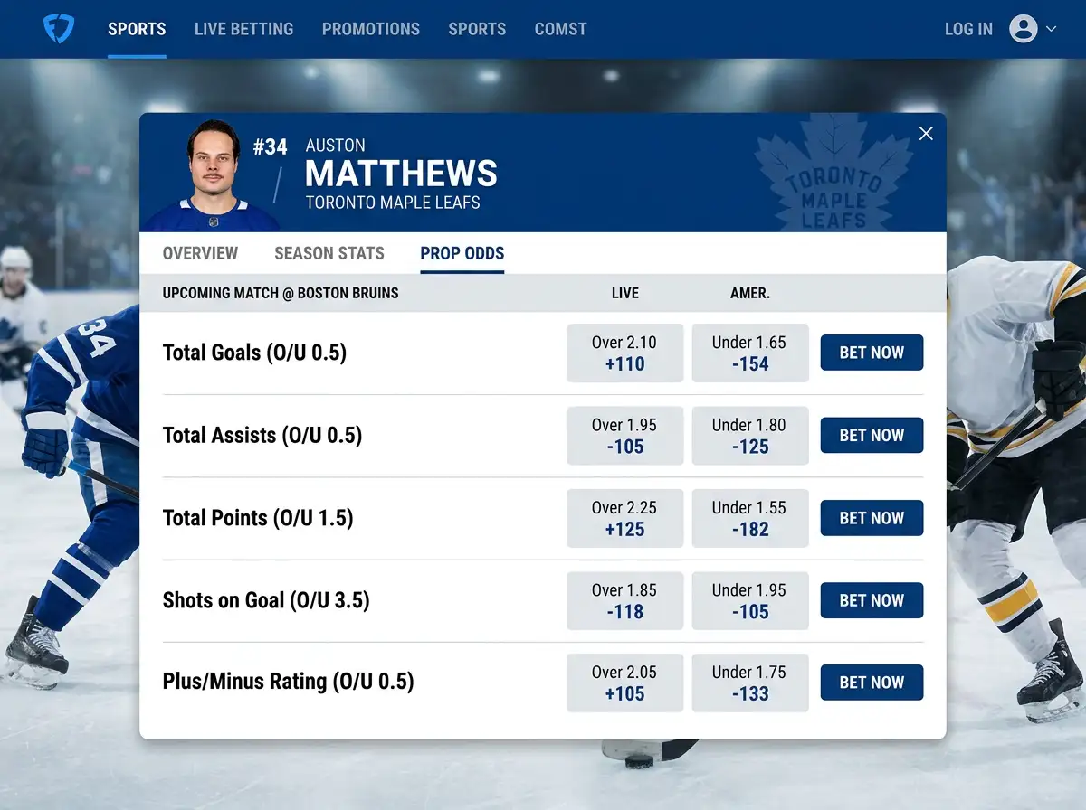 Betano Eishockey Sonderwetten Prop Bets – Spielerstatistiken Torschützen Drittelergebnis Powerplay 2026