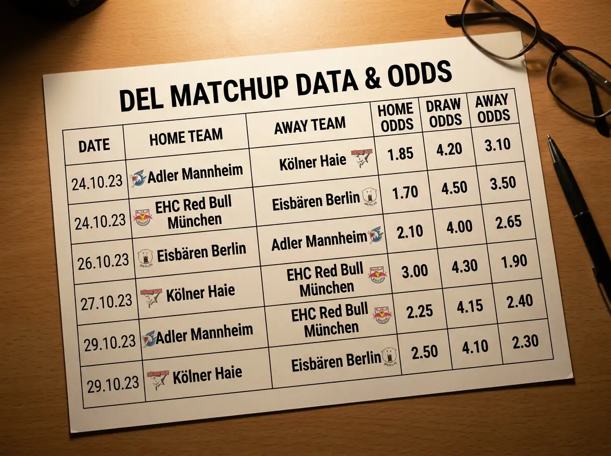 DEL Wettanbieter Quotenvergleich – Buchmacher Quoten für Deutsche Eishockey Liga Spiele