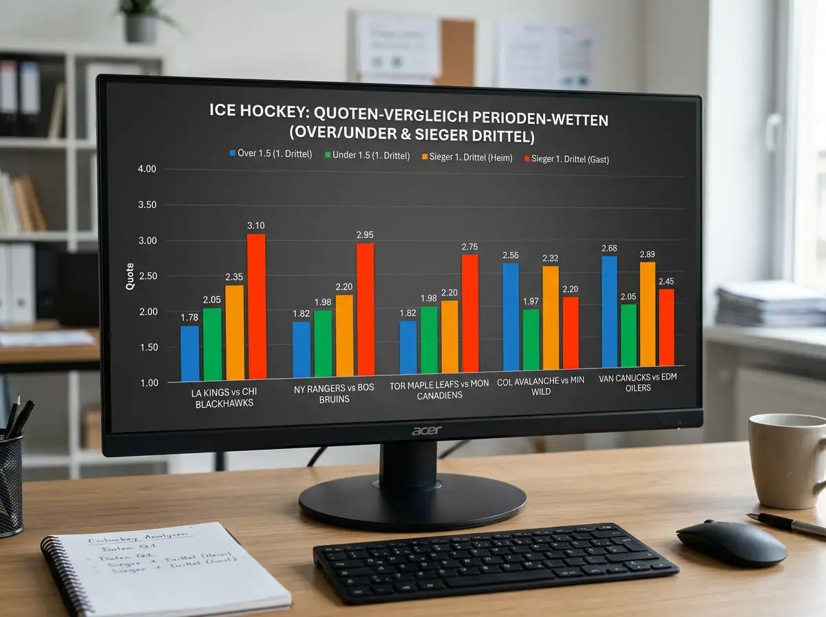 Quotenvergleich für Drittelergebnis-Wetten beim Eishockey – Over/Under und Sieger-Märkte im Vergleich