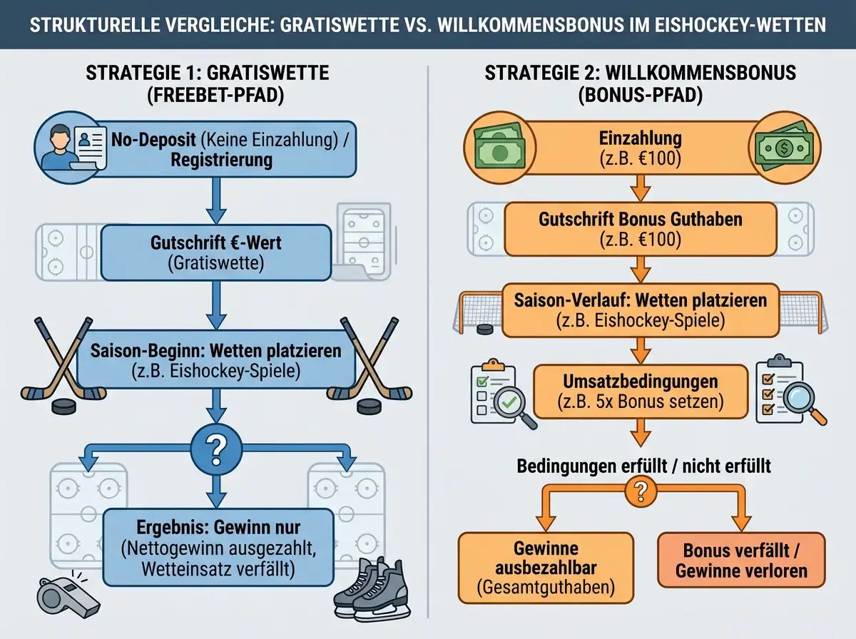 Vergleich Freiwette vs. Willkommensbonus beim Eishockey Wetten – Vor- und Nachteile für Wettspieler