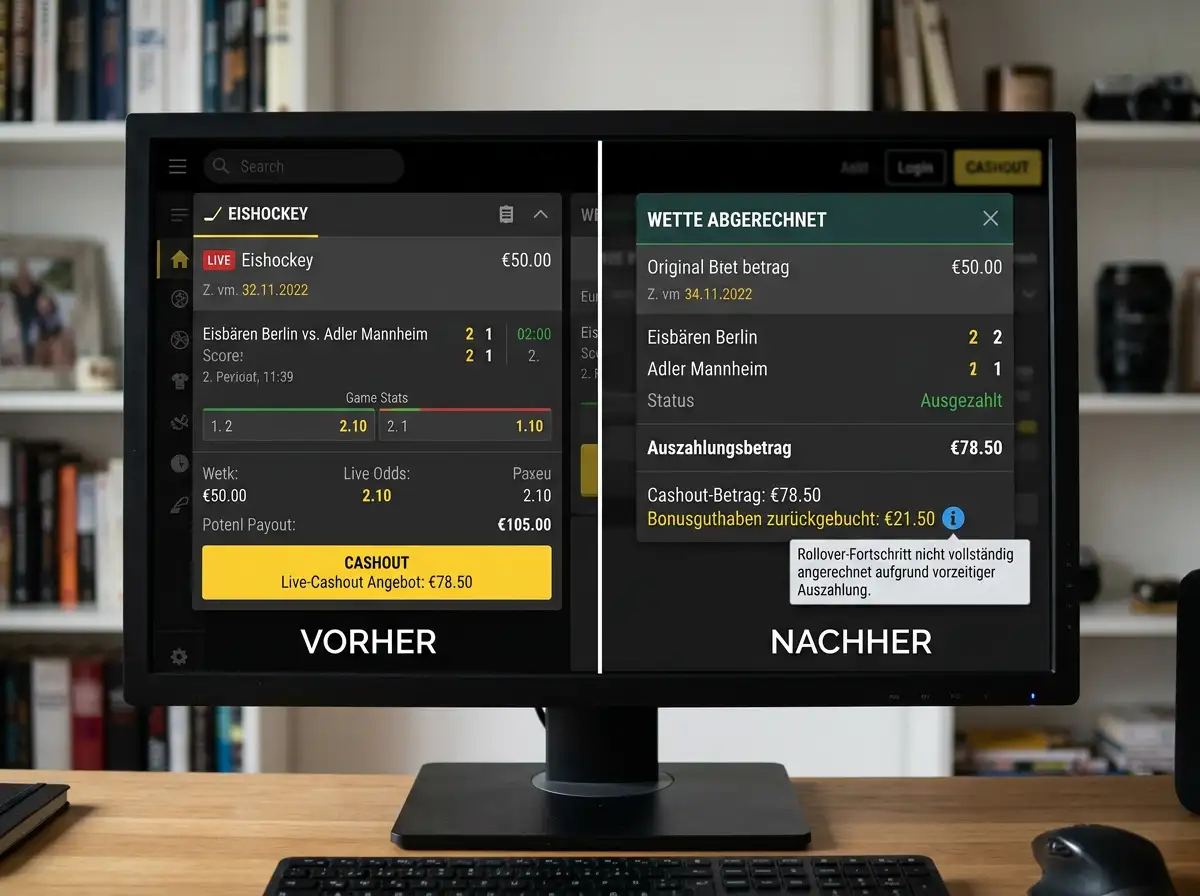 Cash-Out beim Eishockey Live-Wetten Bonus – Auswirkungen auf Rollover und Bonusguthaben erklärt