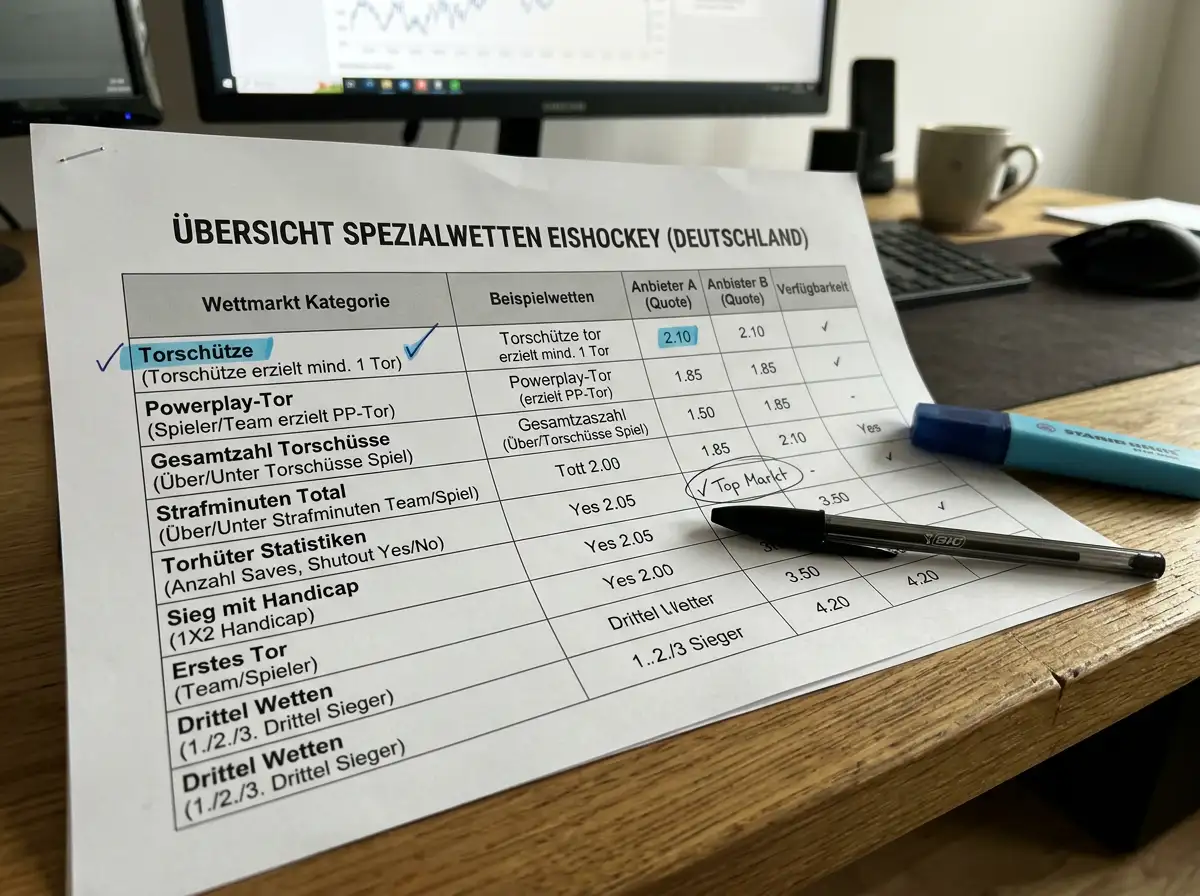 Übersicht der Sonderwettmärkte beim Eishockey – Torschütze, Powerplay und Statistik-Prop-Bets