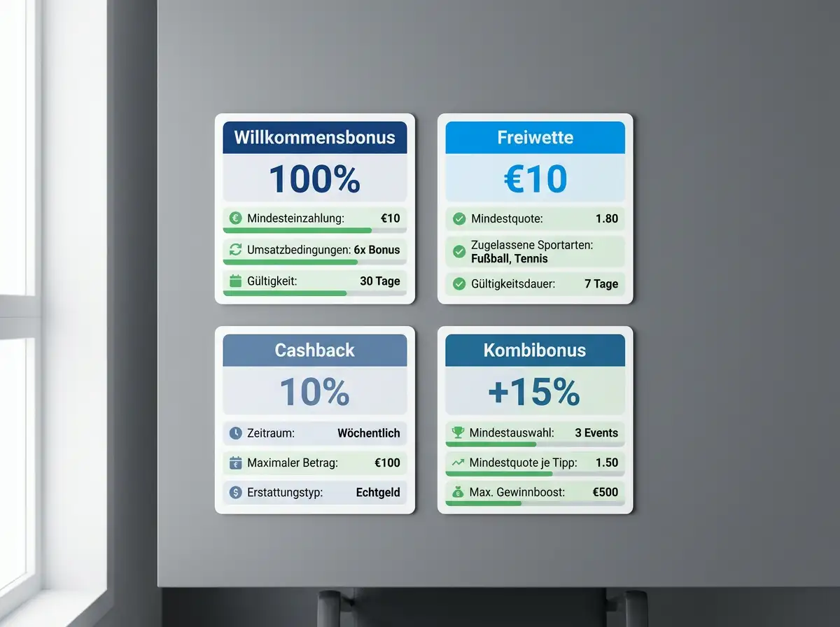 Übersicht Eishockey Wettbonus Angebote: verschiedene Bonustypen als Infografik für deutsche Wettspieler