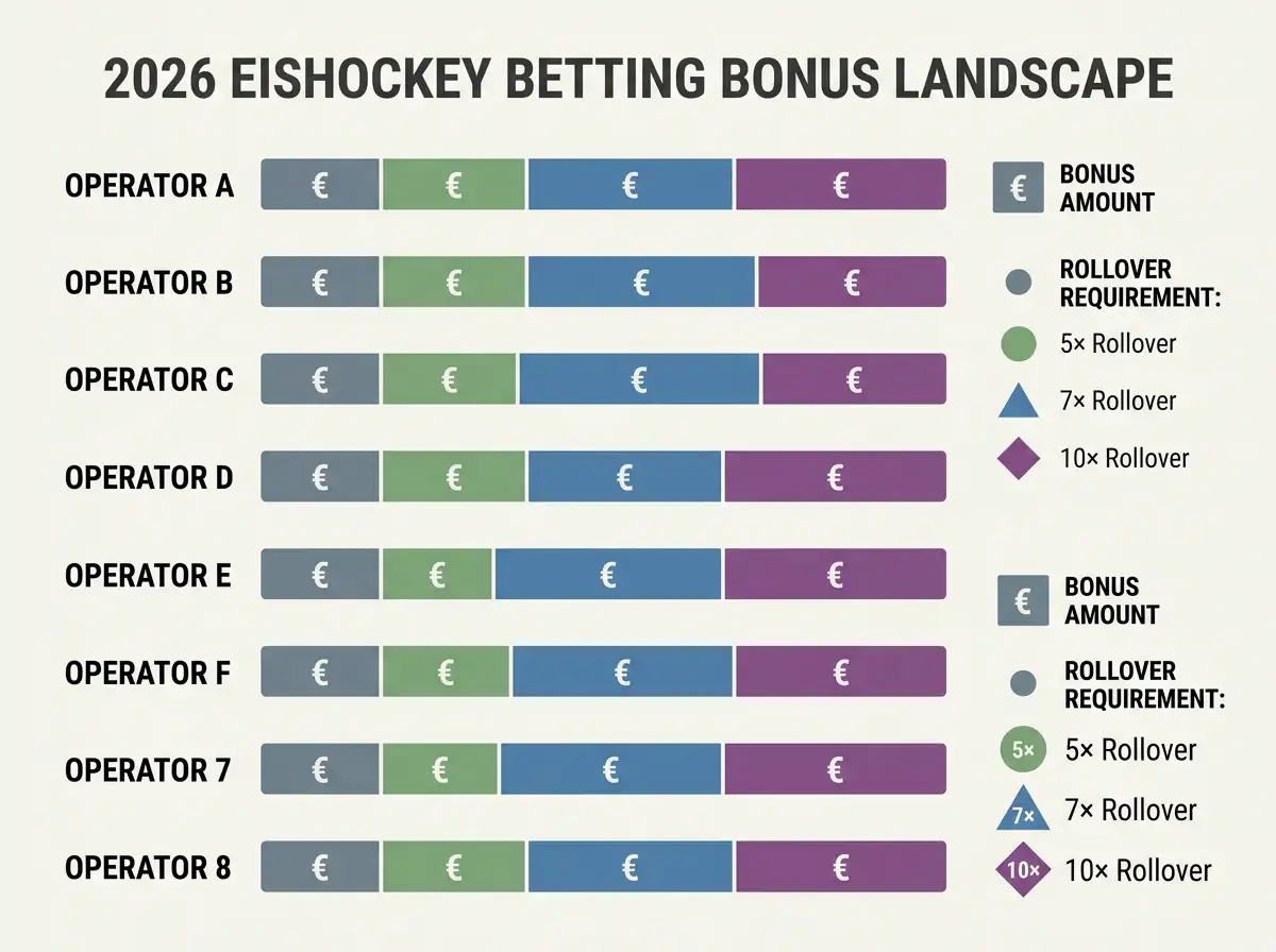 Übersicht der Bonuslandschaft bei deutschen Eishockey-Wettanbietern 2026 mit Vergleichsdiagramm
