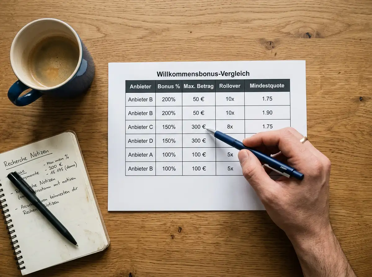 Willkommensbonus Eishockey Wettanbieter Vergleich – Tabelle mit Bonushöhe und Rollover 2026