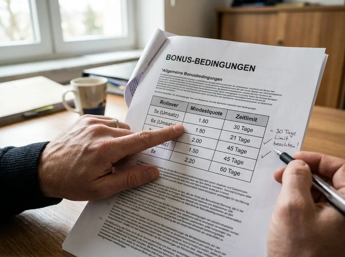 Bonusbedingungen nach Eingabe eines Eishockey Aktionscodes – Rollover, Mindestquote und Zeitlimit erklärt