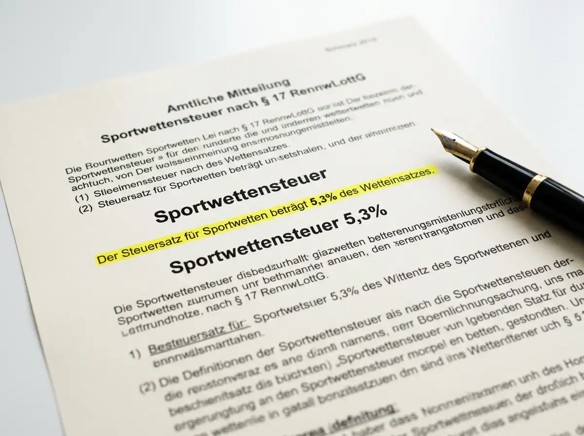 Erklärung der Sportwettensteuer von 5,3 Prozent auf Eishockey-Wetteinsätze in Deutschland