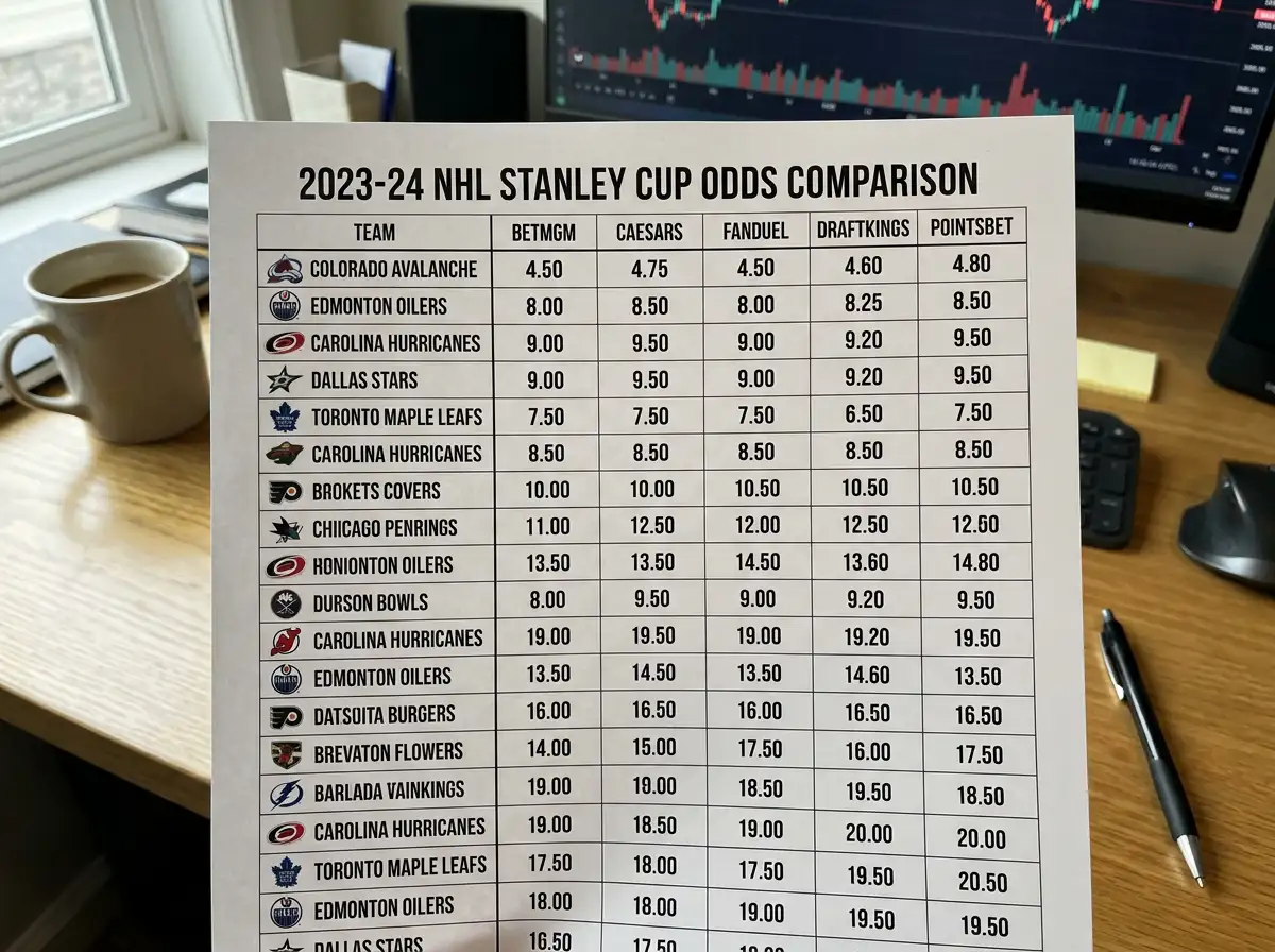 Stanley Cup Quoten Favoriten – NHL Meister Wetten Quotenvergleich zwischen verschiedenen Buchmachern für Favoriten und Außenseiter